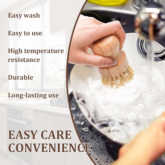 20 Packs Bamboo Dish Scrub Brush Wooden Dish Scrubber Set Eco-Friendly Natural Sisal Bristles Dishes Brush for Kitchen Cleaning Pots, Pans, Bottles, Sink, Vegetables