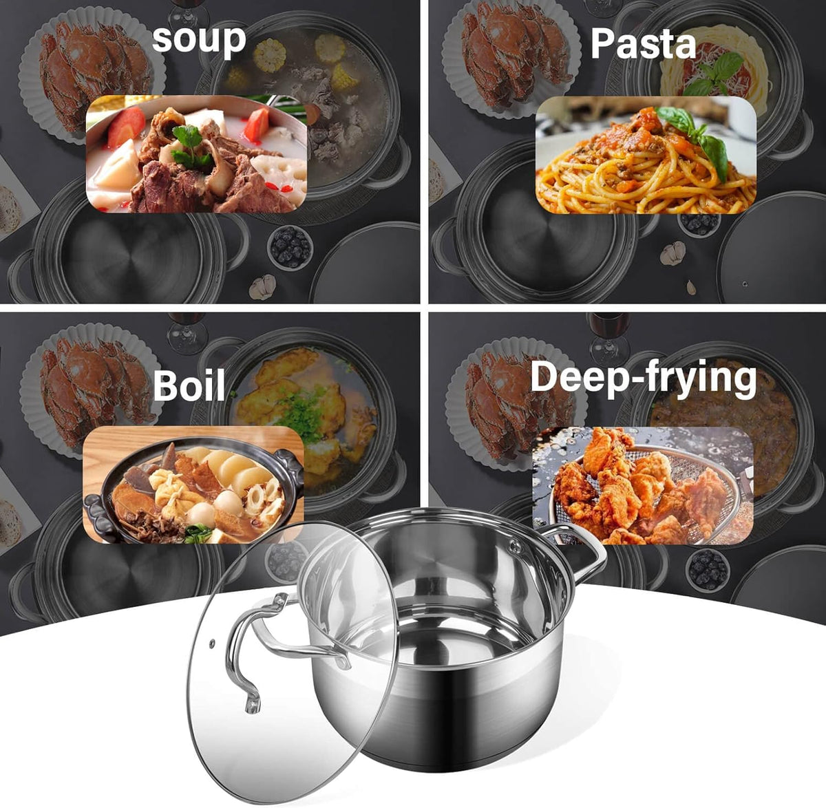 Stainless Steel Stock pot-10 Quart pot-Stockpots with Lid -Soup Pot-Induction Pot-Cookware-Cooking Pot-crock pot