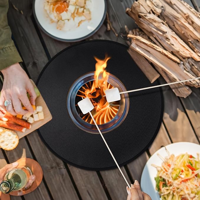 19.5" Fire Pit Mat for Solo Stove Mesa, Oil and Waterproof Round Tabletop Under Fire Pit Mat, Portable Camping Stove Mat for Solo Stove Accessories