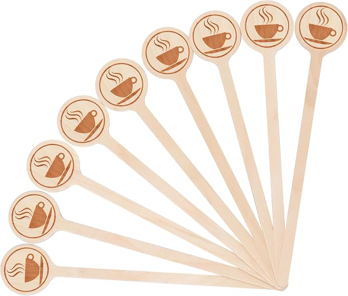 100Pcs Coffee Stirrers-5.9 Inch Natural Wooden Stir Sticks with Round Ends, Disposable Biodegradable Cafe Grade Coffee Stir Sticks Wood Beverage Mixer for Coffee Cocktails Milk Tea
