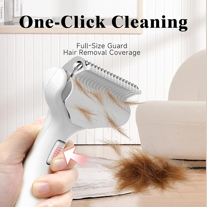 Pet Steam Brush for Dog & Cat - 3-in-1 Steam Grooming Brush for Shedding - Self Cleaning Spray Comb with Mist for Long Haired Pets - Includes Waterless Shampoo & undercoat rake, Blue