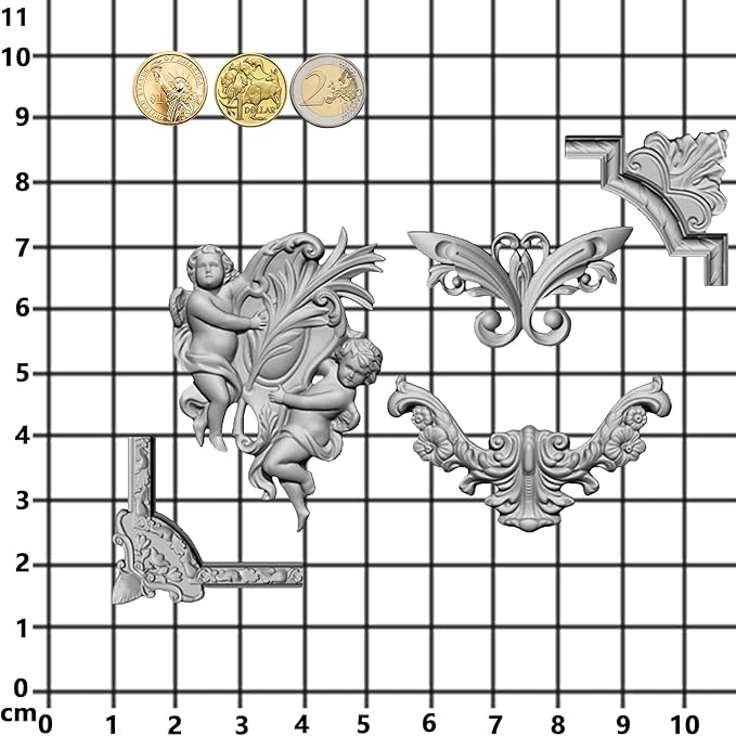 Art Mold for Polyclay Air Dry Clay Plaster, Border Frame with Cupids