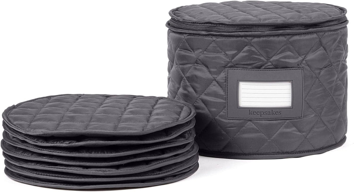 Covermates Keepsakes - Dish Storage - Padded Protection - ID Window - Stain Resistant - Machine Washable - China Storage, Slate