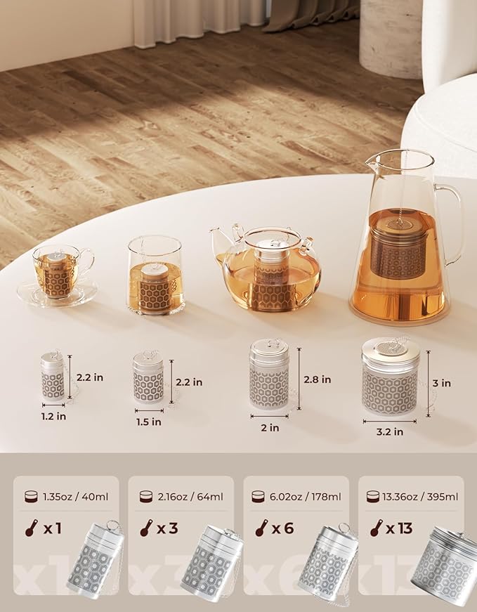 2 Pack Reinmoson Extra Large Tea Infuser for Loose Tea & Spice Infuser for Cooking, Extra Fine Mesh Large Tea Strainers for Loose Tea, 304 Stainless Steel Loose Leaf Tea Steeper