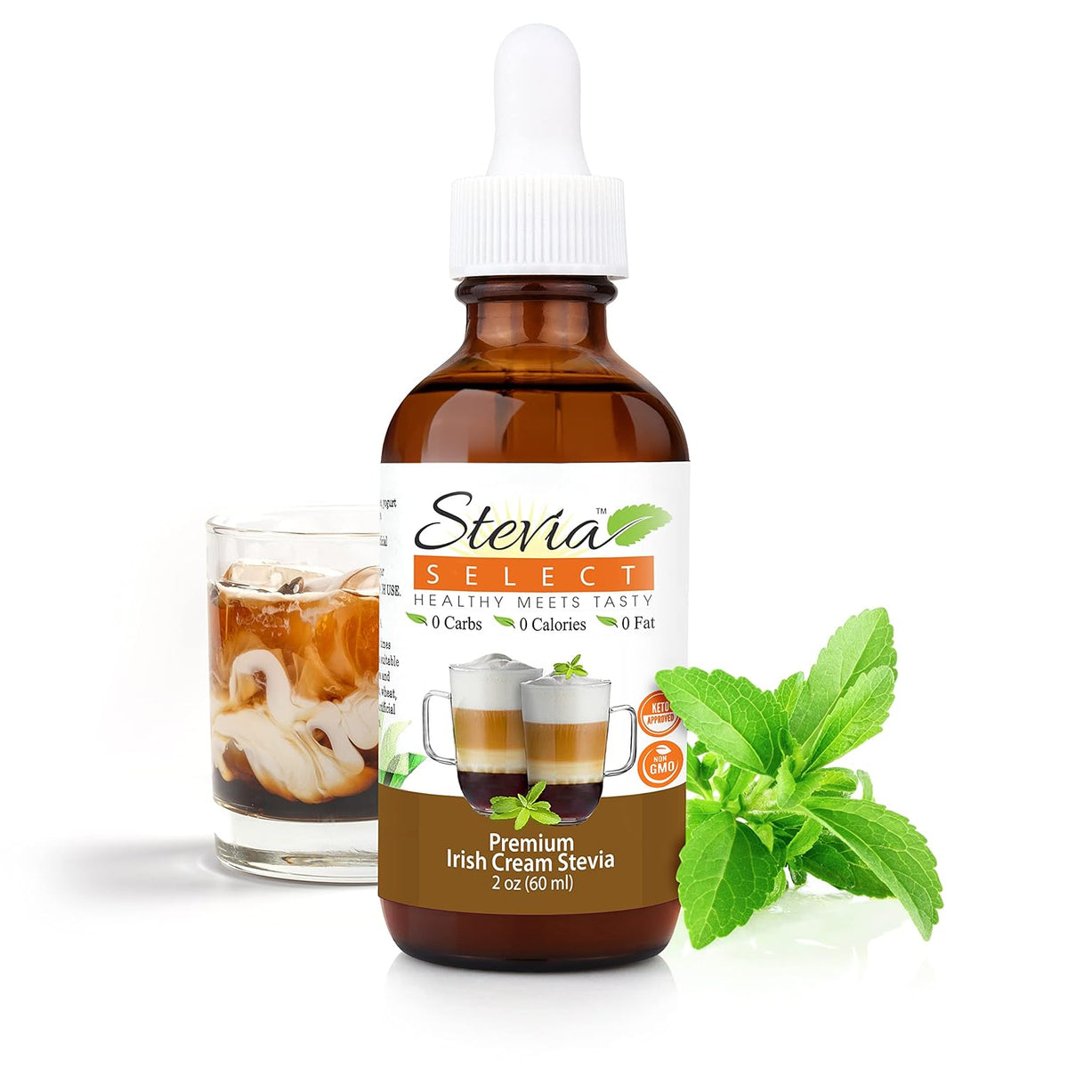 Stevia Select Irish Cream Flavored Liquid Stevia – Zero Calorie Coffee, Tea, Drink & Baking Sweetener, All-Natural, No Erythritol, Keto-Friendly Sugar Alternative, 300 Servings – 2 Oz (1 Pack)