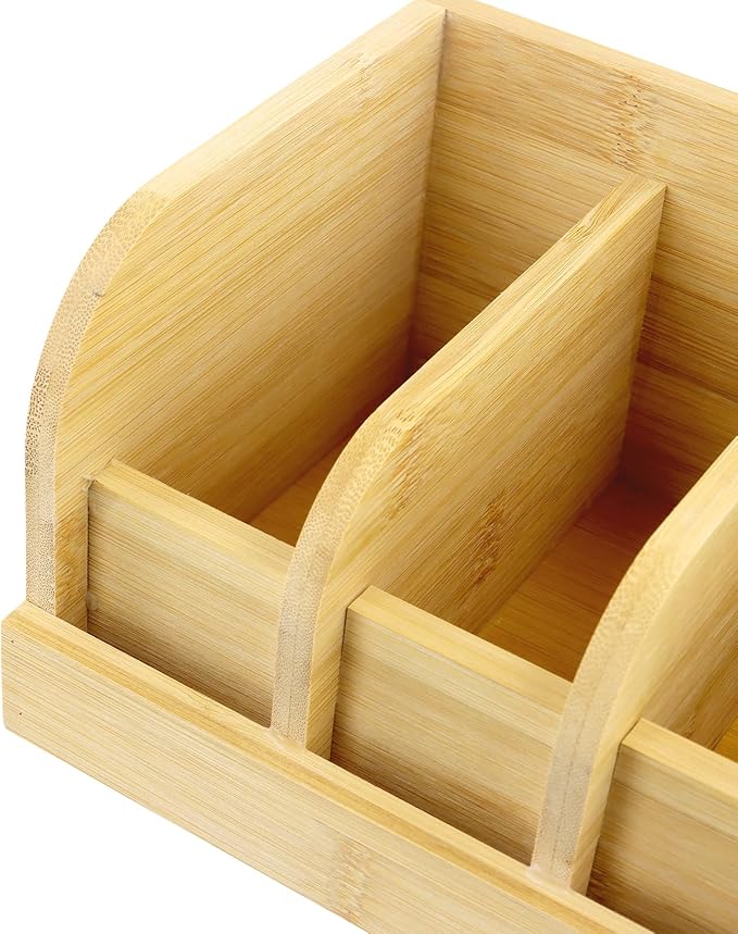 SINJEUN 2 PCS Bamboo Belt Organizer, 6 Compartments Belt Storage Organizer for Closet and Drawer, Belt Display Box for Men Women
