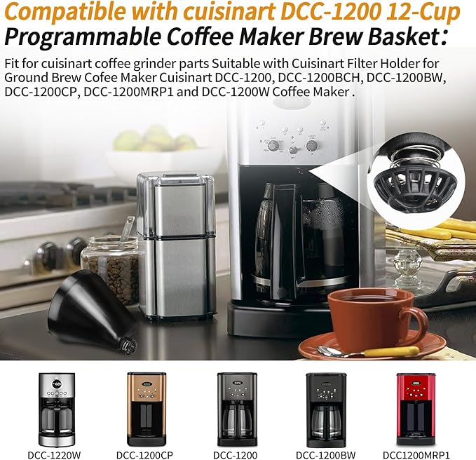 Coffee Machine Brew Basket Bottom Spring Loaded Stopper Kits Replacement Brew Baske for Cuisinart DCC-1200 DCC-1200BCH DCC-1200BW Coffee Maker Brew Basket Parts