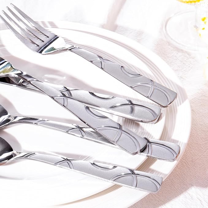 HIKAA Gift Wrap Silverware Set Stainless Steel Flatware Set for Gift, Cutlery Set for Present (60, Flower)