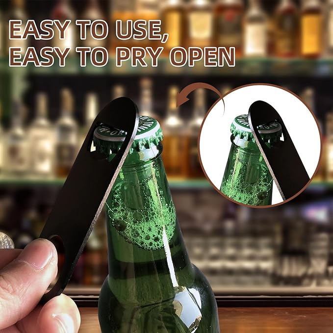 100 Pack Flat Beer Bottle Opener 3.5 inch Stainless Steel Flat Bottle Opener Black Beer Bottle Openers for Bartender Kitchen Bar Restaurant (3.5 Inch)