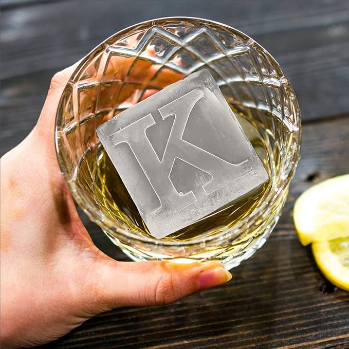Letter K Monogram Ice Cube Mold Custom Ice Cube Mold 2 Inch Big Initials Silicone Ice Cube Tray Gifts for DAD Gifts for Him