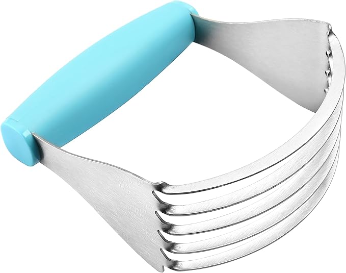 Spring Chef XL Dough Blender Tool For Baking, Heavy Duty Pastry Blender, Stainless Steel Pastry Cutter with Durable Blades, Dough Mixer, Butter Cutter for Easy Mixing, Dishwasher Safe - Aqua Sky