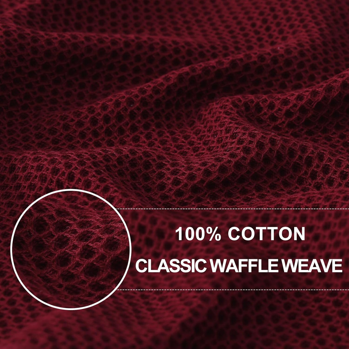 Homaxy 100% Cotton Waffle Weave Kitchen Dish Towels, Ultra Soft Absorbent Quick Drying Cleaning Towel, 13 x 28 Inches, 8-Pack, Burgundy