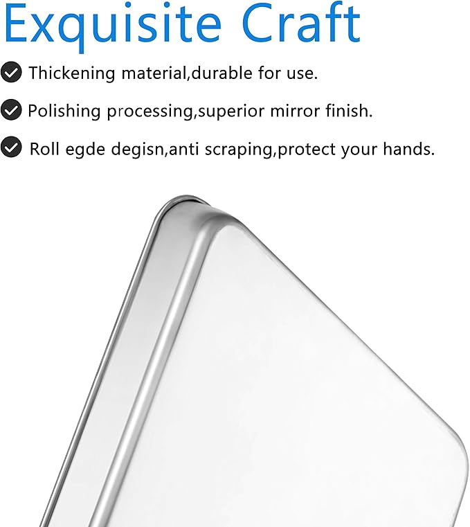 Baking Sheets Set of 5, Bastwe Stainless Steel Baking Pan Tray Cookie Sheet, Size 10 x 8 x 1 inch, Non Toxic & Healthy, Rust Free & Easy Clean