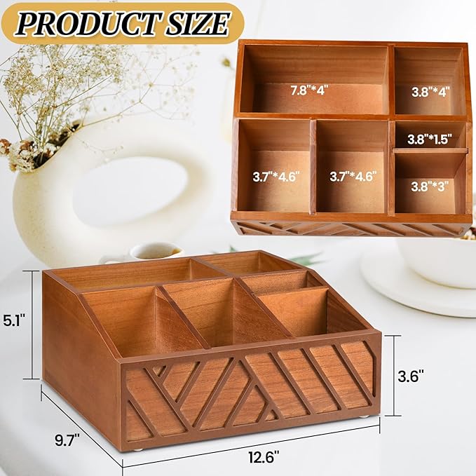 ugiftt Coffee Station Organizer for Counter, Wood Pods Holder Storage Basket, Tea Condiment Storage Organizer, Rustic Coffee Bar Decor for Accessories Organizer