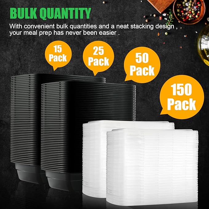 Meal Prep Container, 90 Pack 32 oz Food Storage Containers with Lids, Disposable Bento Box Reusable Plastic Lunch Box, BPA Free Take-Out Box Microwave Dishwasher Freezer Safe