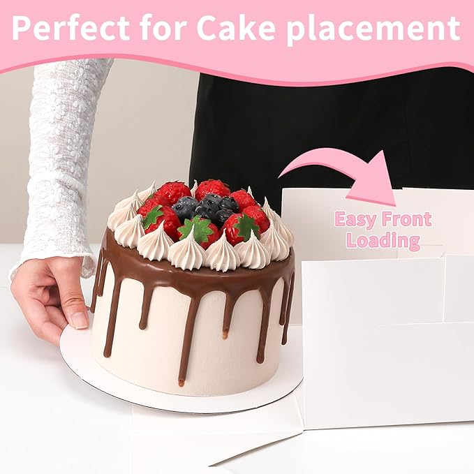 28 Pack cake boxes 9x9x5Inch Cake Boxes Bakery Boxes with Window for postres, Cookies, Donuts, Chocolate Covered Strawberries. (White, 995inch/28pcs)