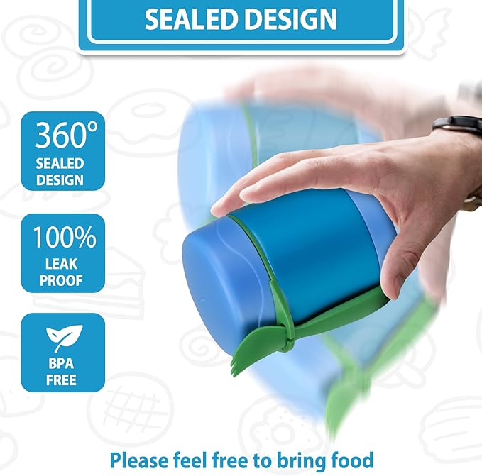 10oz Soup Thermo for Hot Food Kids,Lunch Thermo Kids Food Jar with Spoon Hot Insulated Food Containers,Leak Proof Stainless Steel Wide Mouth Lunch Food Jar for School(Blue)