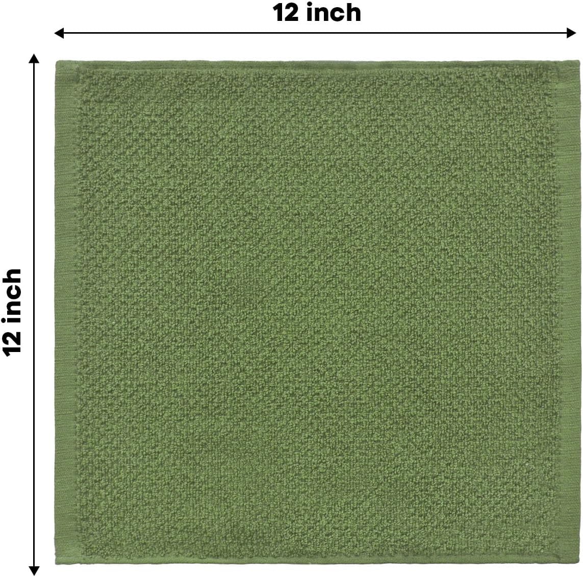 Artoid Mode Ring Spun Cotton Green Dishcloth Kitchen Towels, 12x12 Inch Ultra Soft Absorbent Quick Drying Household Cleaning Kitchen Rags Set of 4