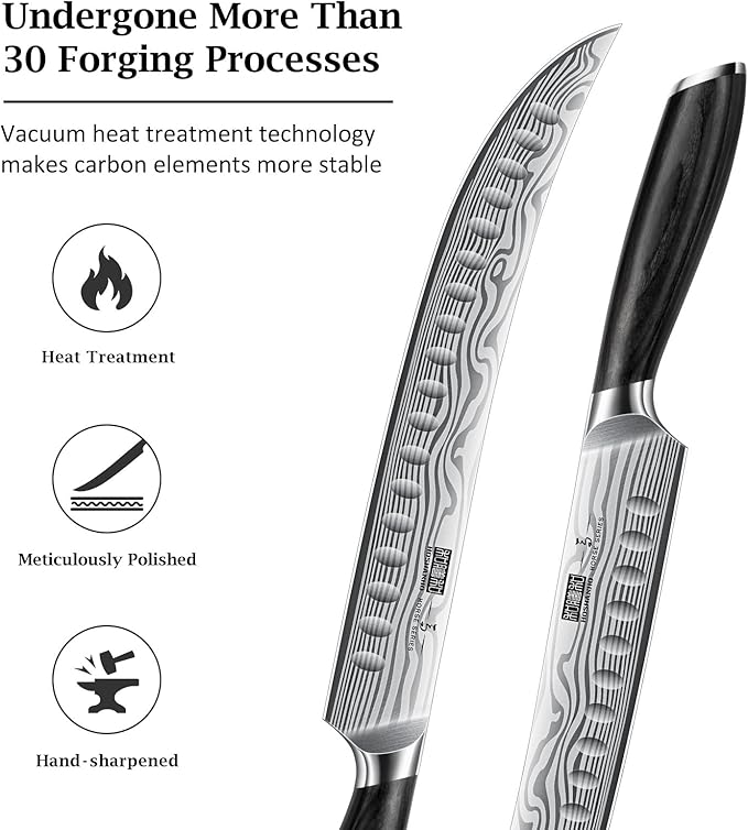 HOSHANHO Carving Kinfe 10 Inch, Forged High Carbon Powder Steel Butcher Breaking Knife, Razor Sharp Curved Brisket Slicing Kinfe for BBQ & Meat Cutting