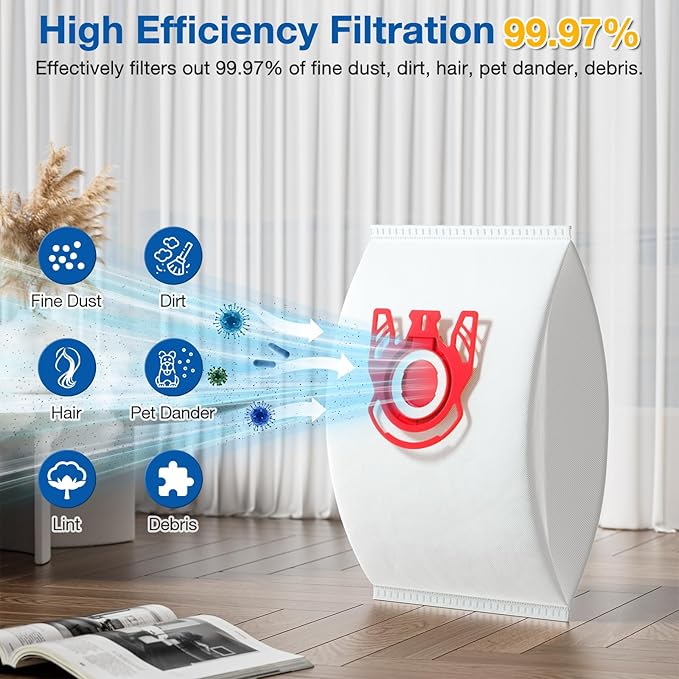 20 Pack 3D Airclean FJM Vacuum Cleaner Bags Compatible with Miele FJM Vacuum Cleaner, Compact C1, Compact C2, Complete C1, S241, S290, S300i, S500, S700, S4, S6 Series, Replaces Part 10123220