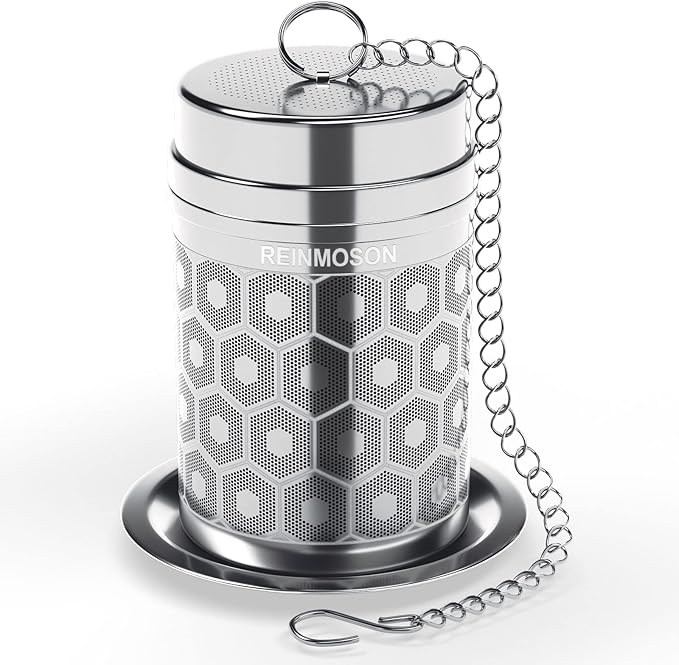 Reinmoson Tea Strainers for Loose Tea, Extra Fine Mesh Tea Infuser, 304 Stainless Steel & Updated Slim Threaded Lid, Loose Leaf Tea Steeper for Black Tea, Rooibos, etc