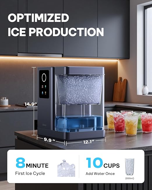 Silonn Nugget Ice Maker Countertop with APP & Voice Control, Self Cleaning Ice Machine with 3L Large Water Tank, 40 lbs/24H Soft Chewable Ice, Portable Pebble Ice Maker for Home, Kitchen and Party