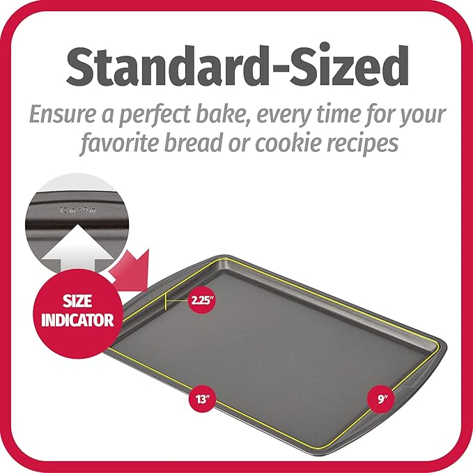 GoodCook Everyday Nonstick Carbon Steel 13” x 9” Baking Sheet Set, 3 Pack – Standard-Sized Carbon Steel Cooking Pans, Bakeware Set, Cookie Sheets for Baking, Oven Pan Set