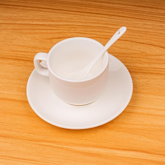 White Long Handle Porcelain Spoons Coffee, Tea, Yogurt and Ice-cream, Cutlery Fitting Ceramic Spoons 5.1 Inch Set of 10 (10, 5.1 inch)