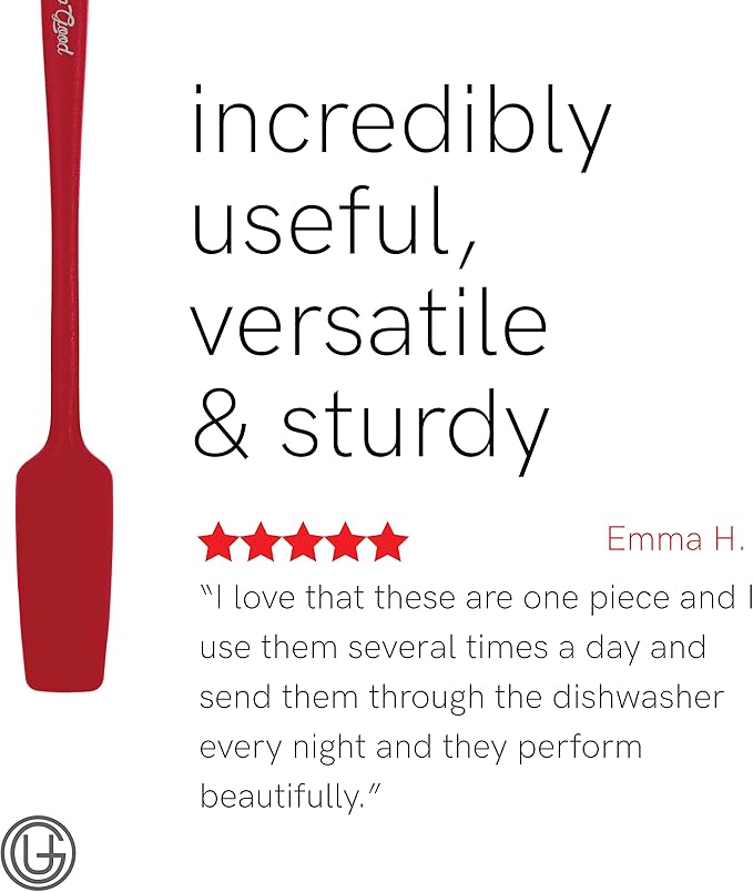 UpGood Silicone Spatula Set 600°F - High Heat Resistant Nonstick, Small and Large Kitchen Spatulas - Flexible BPA Free Professional Grade Cookware - Utensils for Cooking, Baking, Mixing(4 Pcs, Red)