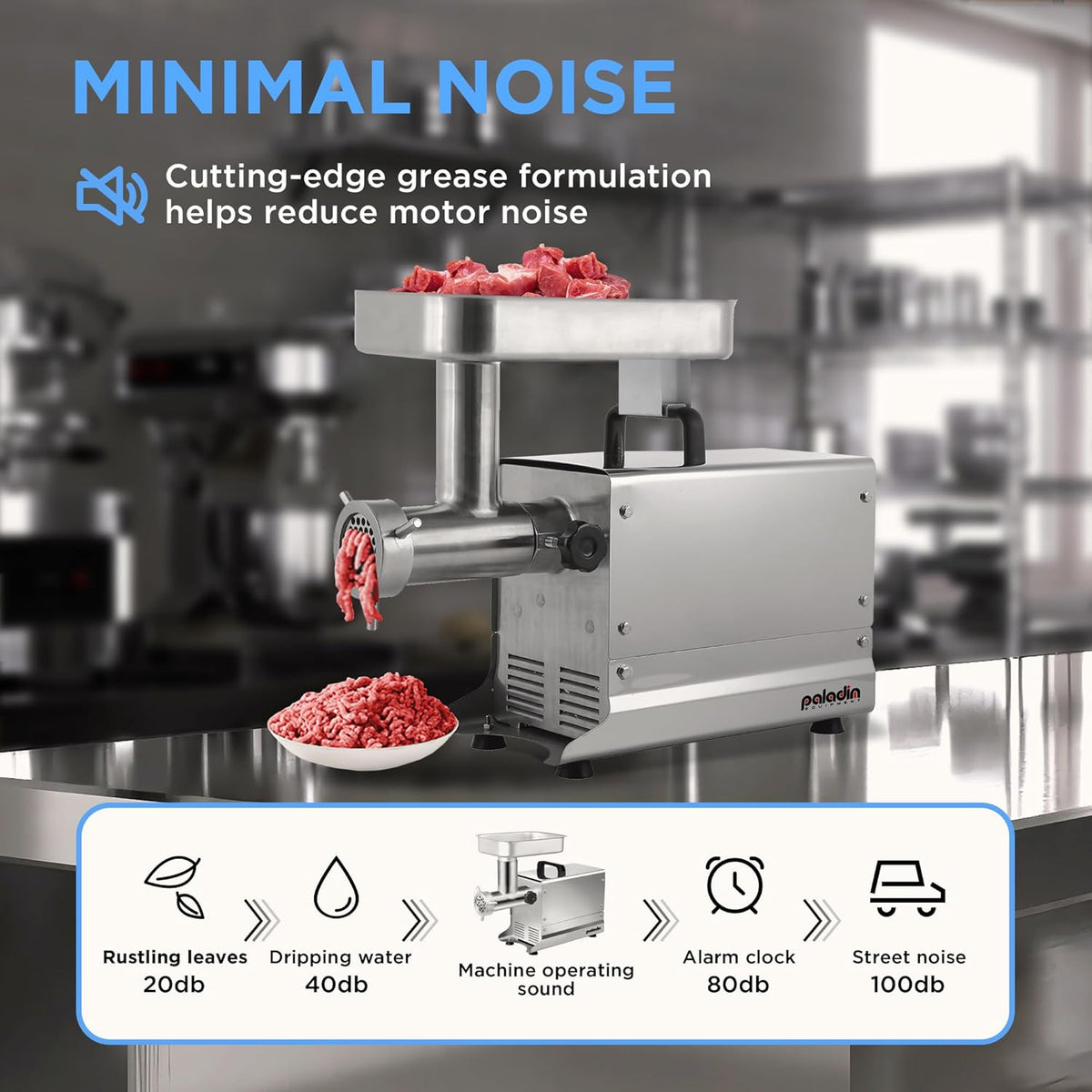 #22 Commercial Electric Meat Grinder Machine, 550lbs/h, 1HP Stainless Steel Meat Grinder Heavy Duty with Sausage Stuffer for deer processing, Pet Food, Heavy Use