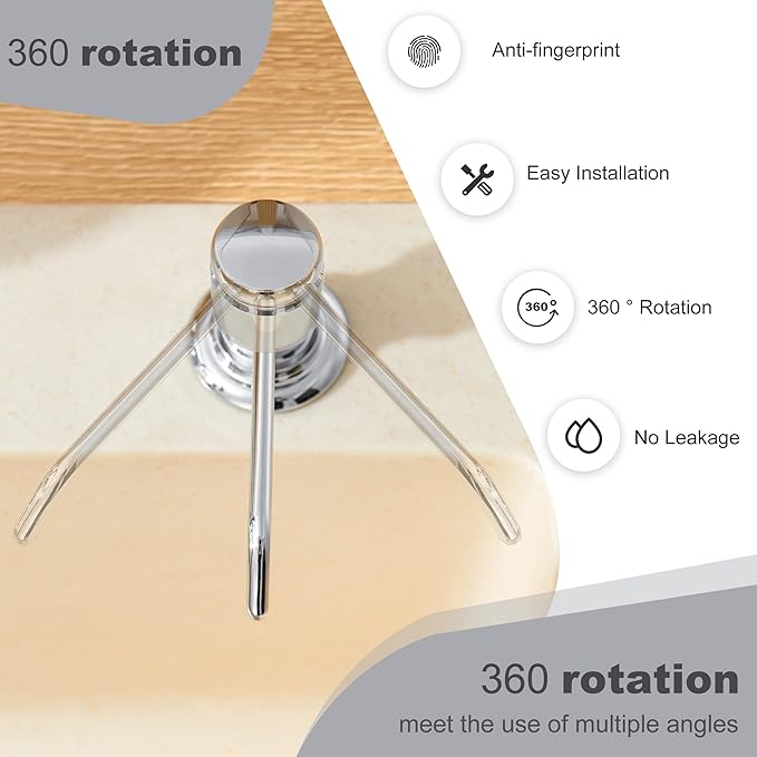 Gagal Soap Dispenser (Chrome) and Extension Tube Kit for Kitchen Sink, Complete Brass Pump with 40" Silicone Tube Connect to The Bottle Directly, Say Goodbye to Frequent Refills