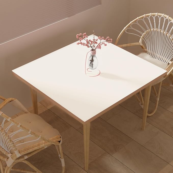 Leather Table Cover,1.8mm Thick,42x42 Inch Table Protector,Table Protector for Dining Room Table,Dining Table Cover,Table Cover Protector,Dining Table Protector(White+White,42x42)