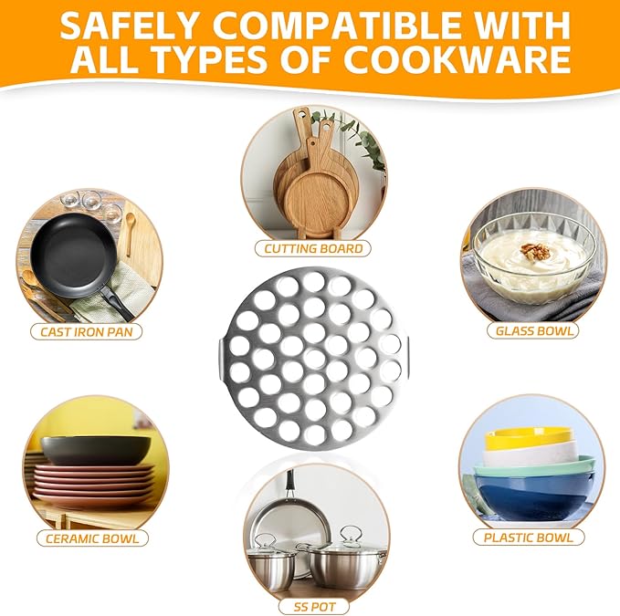 Mashed Potatoe Masher Stainless Steel - Heavy Duty Potato Masher, Professional Integrated Masher for Avocado, Potatoes, Beans, Meat, Vegetables