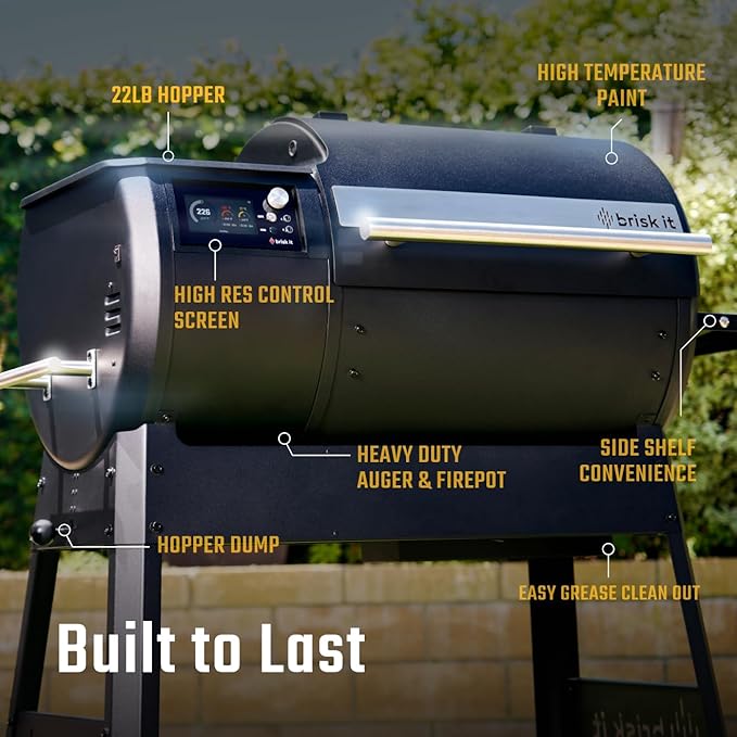 Brisk It Origin-580 Electric Wood Pellet Smoker Grill – A.I. Smart BBQ Grill with WiFi, 7-in-1 Outdoor Grill & Smoker, PID Controller (Up to 500°F), 580 sq.in Cooking Area, Meat Probe
