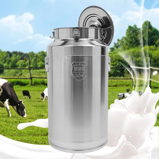 304 Stainless Steel Milk Can - 23.24 Gallon (88 Liter) Heavy Duty Airtight Food Storage Container for Milk, Wine, Oil - Ideal for Home, Farm, and Commercial Use