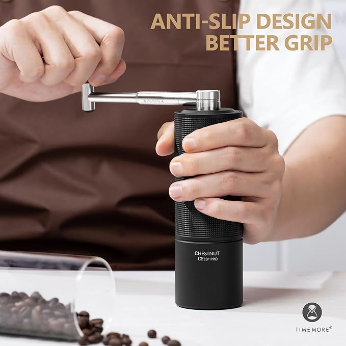 TIMEMORE Chestnut C3 ESP Pro Hand Coffee Grinder, Stainless Steel S2C Conical Burr Manual Coffee Grinder with Foldable Handle, Adjustable Grind Setting for Espresso to French Press - Black