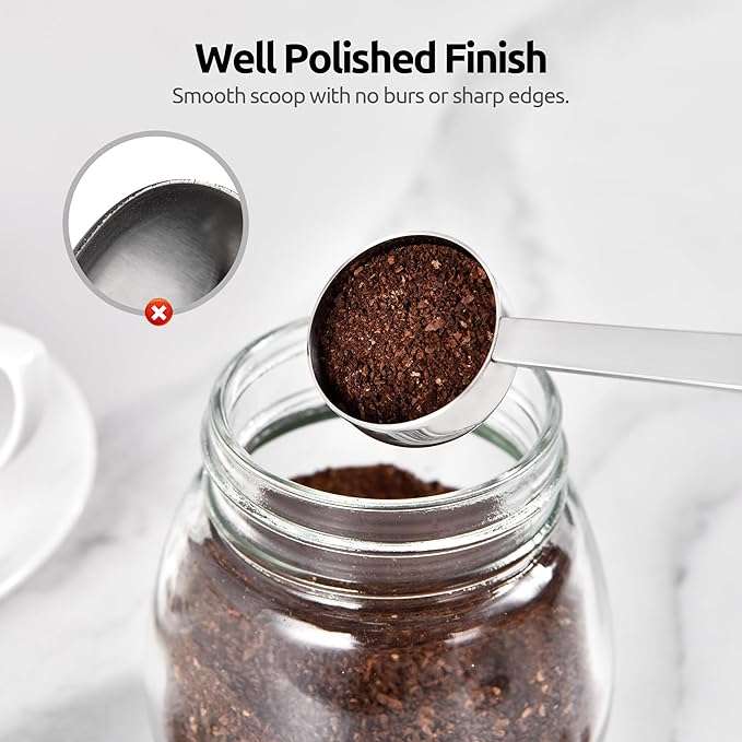 U-Taste Coffee Scoop 1 Tablespoon: 18/8 Stainless Steel Measuring Scooper for Ground Coffee, Bean, Powder, Espresso, 4.3in Long Handle Metal Measure Spoon for Canister, Jar (1Tbsp/15ml)