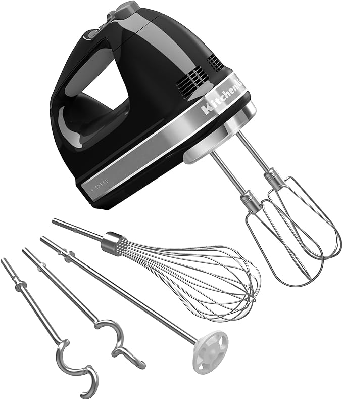 KitchenAid 9-Speed Digital Hand Mixer with Turbo Beater II Accessories and Pro Whisk - Onyx Black & Variable Speed Corded Hand Blender KHBV53, Onyx Black