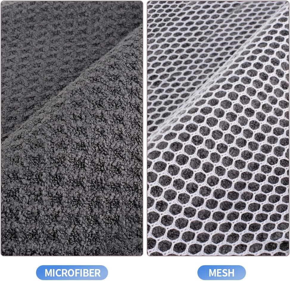 KinHwa Kitchen Washcloths for Dishes Absorbent Microfiber Dish Cloths Quick Dry Dish Rags with Poly Scour Scrub Side Ideal for Kitchen Cleaning(9, Grey, 7in)