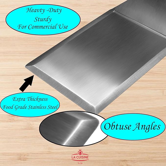 La Cuisine Extra-Wide Spatula Stainless Steel with Wooden Handle for BBQ Flat Top Griddle Blackstone Grill Pancake Smash Burger Tool Hamburger Turner, Heavy-duty 5x6” Stainless Steel, 1 Pound Weight