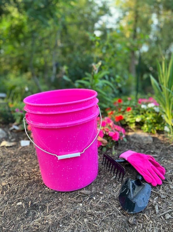 House Naturals 5 Gallon Premium HPDE Plastic Bucket - Made in USA Food Grade Storage Container, BPA Free All Purpose Pail (3, Magenta)