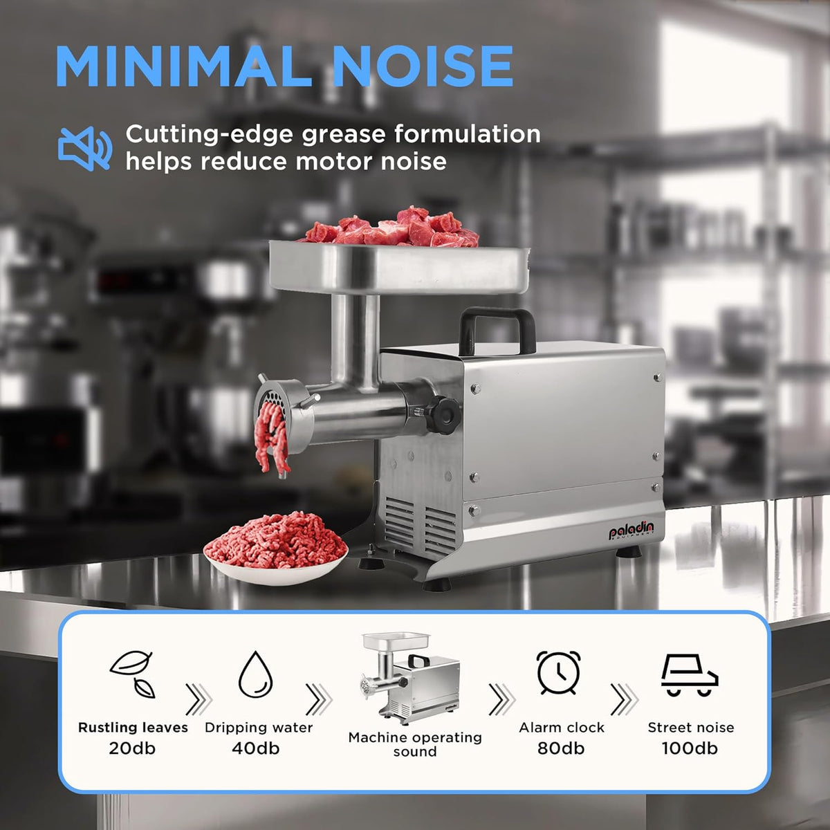 #5 Commercial Stainless Steel Electric Meat Grinder Machine, 240lbs/h, 0.4HP Heavy Duty Meat Grinder with Sausage Stuffer for deer processing, Pet Food, Heavy Use
