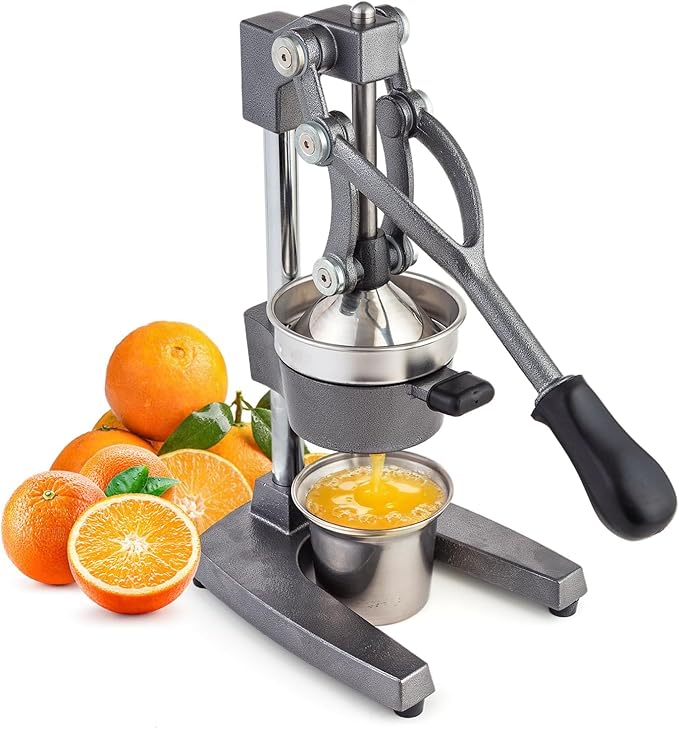 Manual Cast Iron Juicer, Commercial Lemon Squeezer, Professional Citrus Juicer, Ideal for Extracting Juice From Lemons, Oranges, and Grapefruits. Easy to Clean. (Gray)