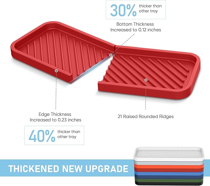 EG-SIPRO Kitchen Sink Organizer Tray,Sponge Holder for Kitchen Sink Bathroom Counter Tray Sponge Caddy Silicone Soap Holder for Soap dispenser, Bottle, Dishwashing Accessories(2-pack)