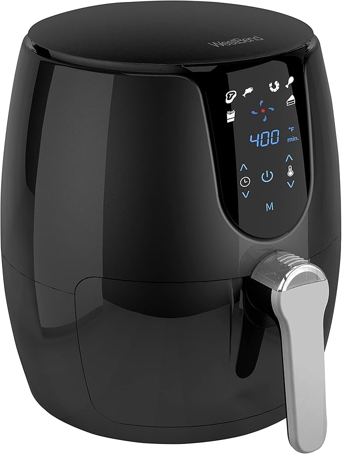 West Bend Air Fryer with Digital Controls and 30-Min Timer, 6 Cooking Presets, Nonstick Coating, 3.7-Quart, Black