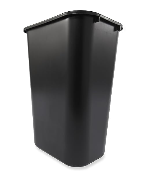 Rubbermaid Commercial Products Deskside Wastebasket/Trash Can, 10.25-Gallon/41-Quart, Black, Plastic, Garbage Can for Home/Office, Fits Under Desk/Sink/Cabinet, Pack of 12