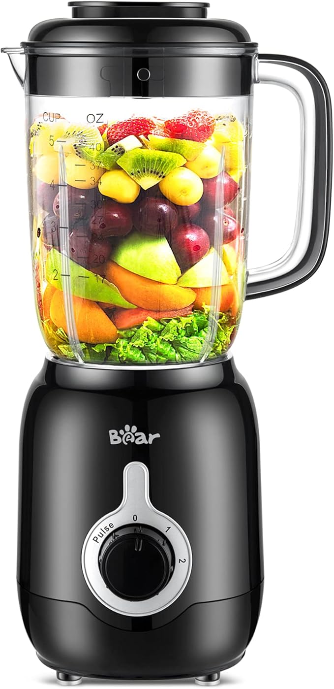 Bear Blender, 2025 New 700W Smoothie Countertop Blender with 40oz Cup for Shakes and Smoothies, 3-Speed for Crushing Ice, Puree and Frozen Fruit with Autonomous Clean