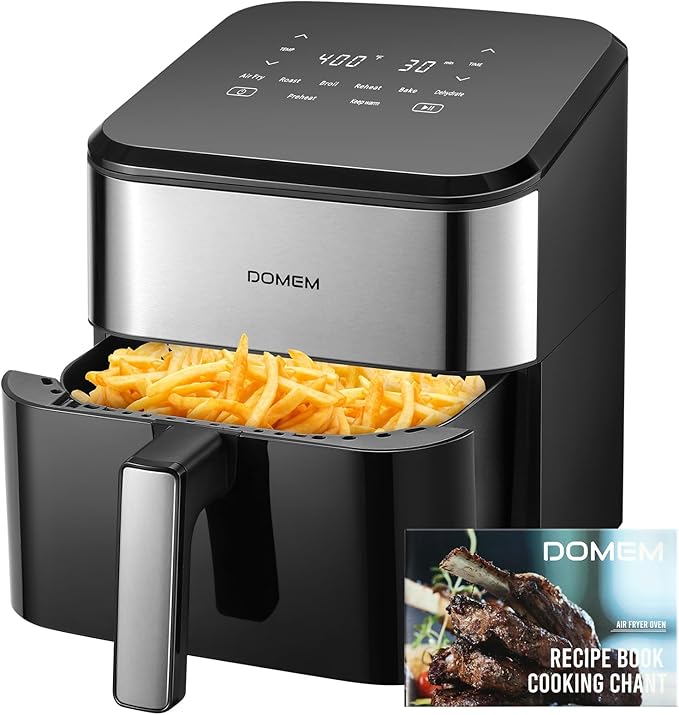 6.2 Qt 1500W Large-Capacity Air Fryer with Non-Stick Basket, 8-in-1 Multi-Function Air Fryer with Preset, Cooker for Healthy and Low-Oil Meals, Convenient Operation