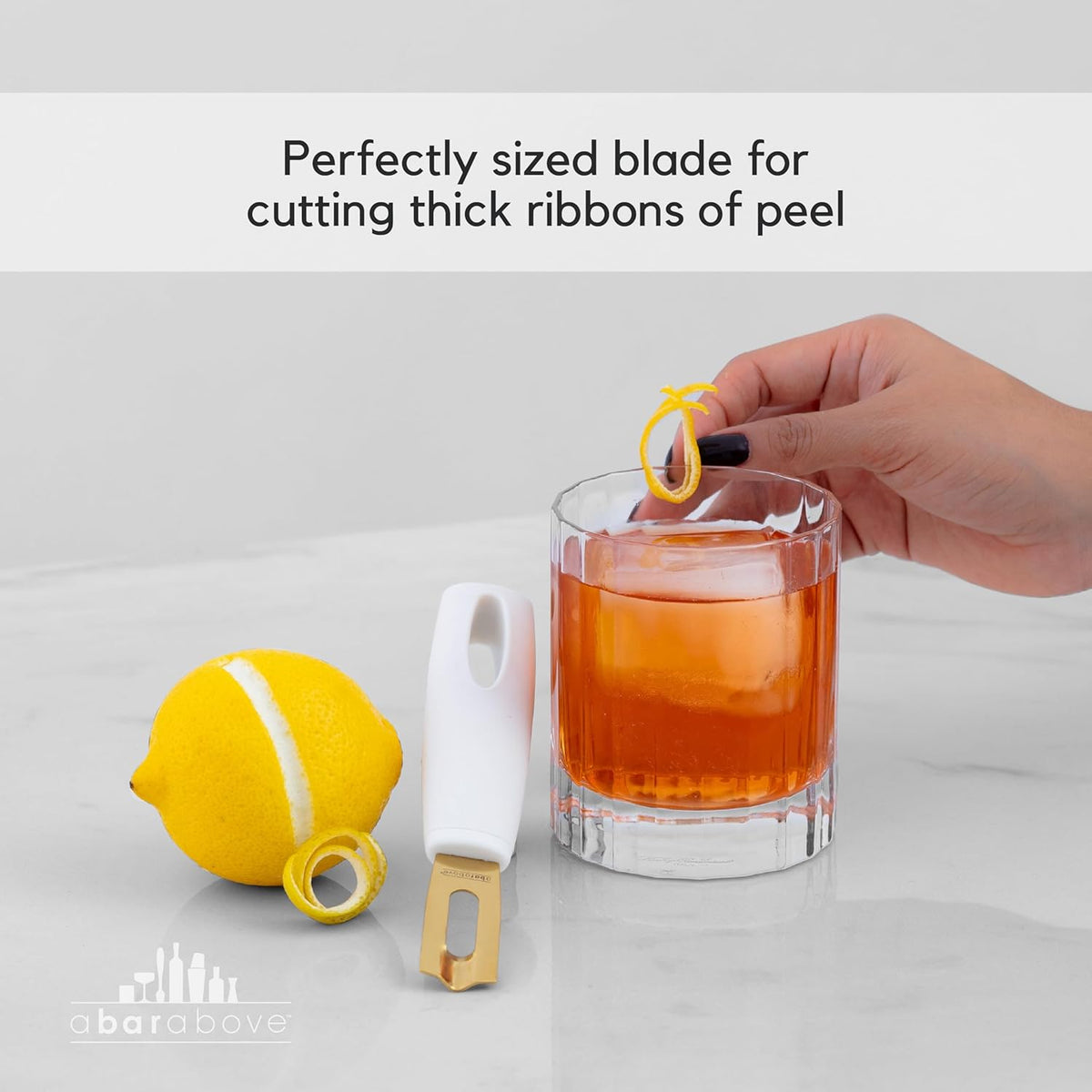 A Bar Above White Handle Stainless Steel Channel Knife, Professional Garnish Peeler for Citrus, Cocktail Zester and Kitchen Tool for Chefs, Bartenders, and Home Entertaining