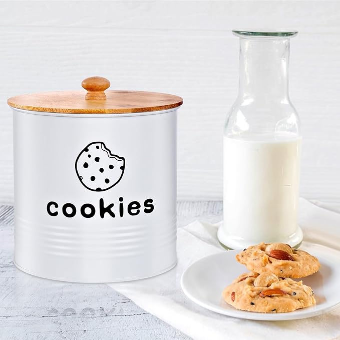 White Cookie Jars with Lids Airtight, 1.5 Gallons Cookie Tins, Large Cookie Jar for Kitchen Counter Decorative for Farmhouse, Christmas, and Gift Giving Cookie Storage Containers